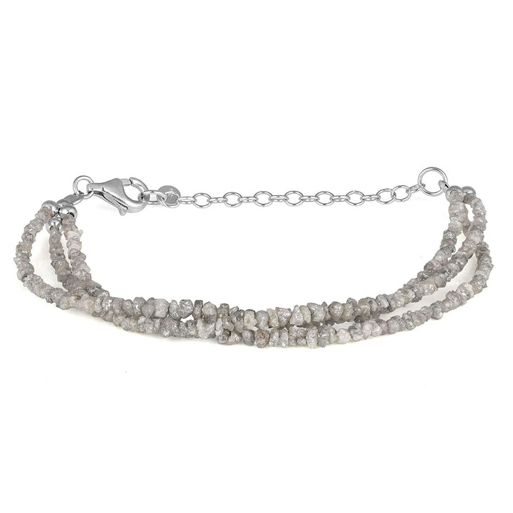 Layered Gray Diamond Silver Bracelet