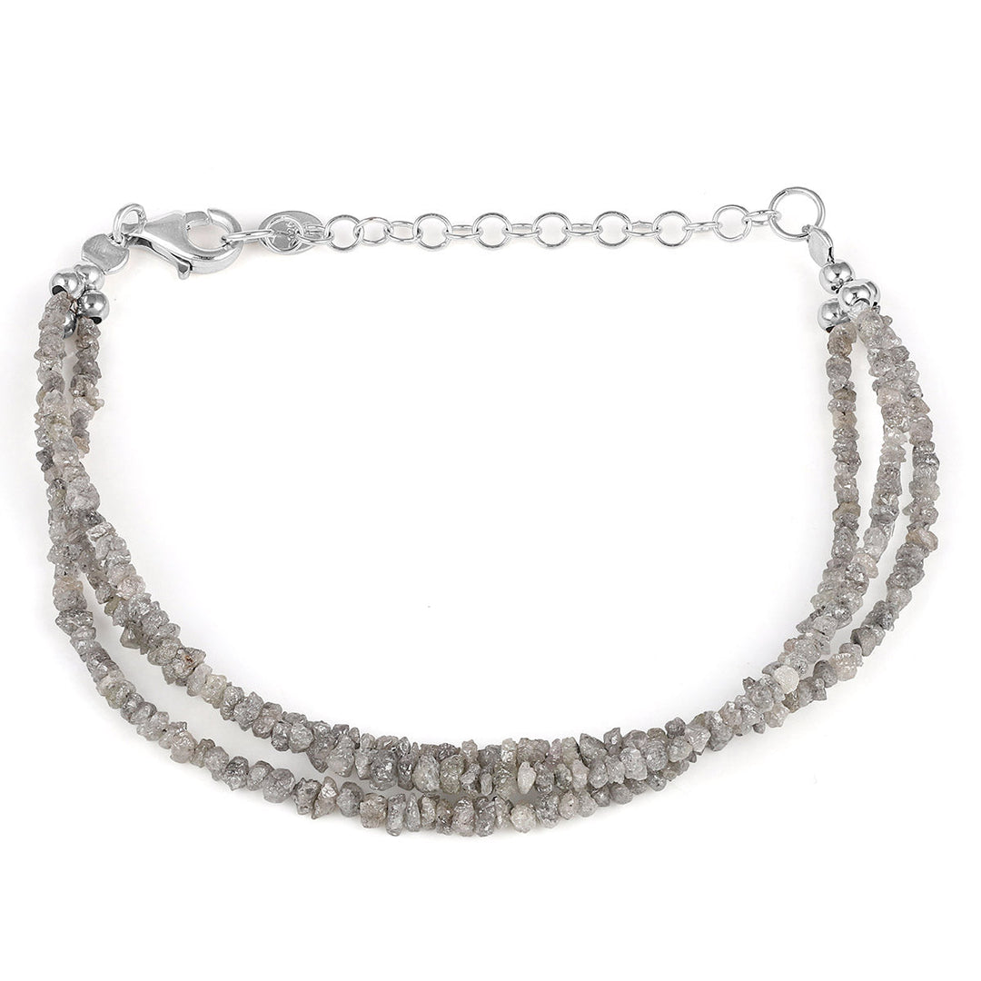 Layered Gray Diamond Silver Bracelet