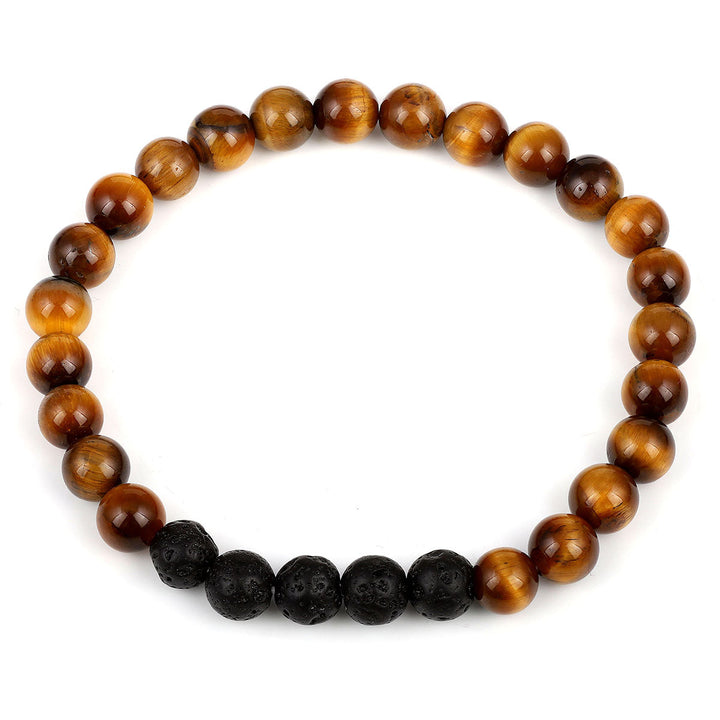 Tiger's Eye and Lava Beads Stretch Bracelet