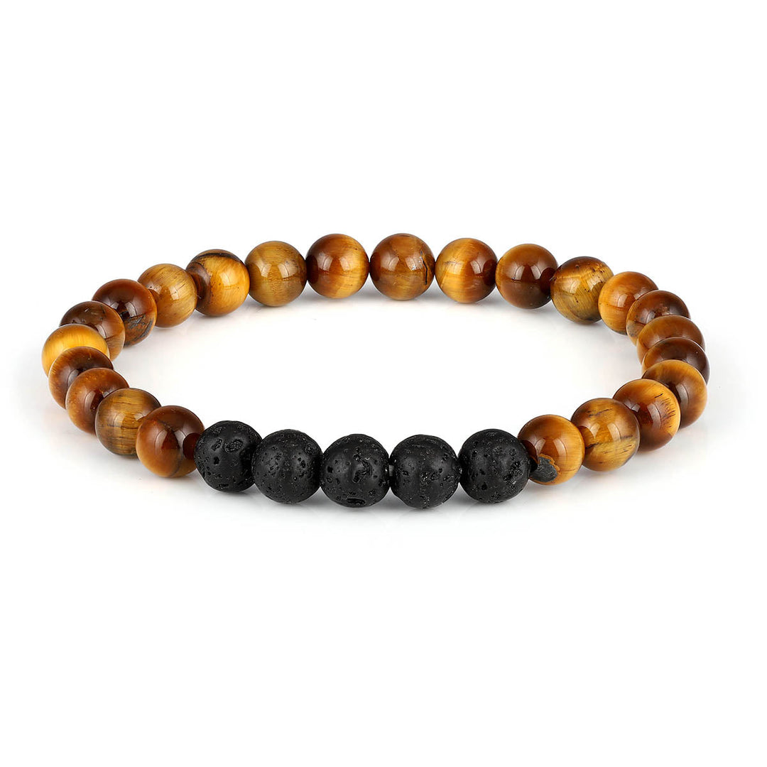 Tiger's Eye and Lava Beads Stretch Bracelet