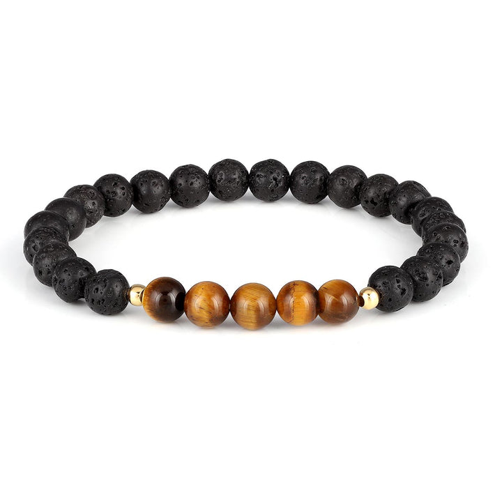 Lava and Tiger's Eye Beads Stretch Bracelet