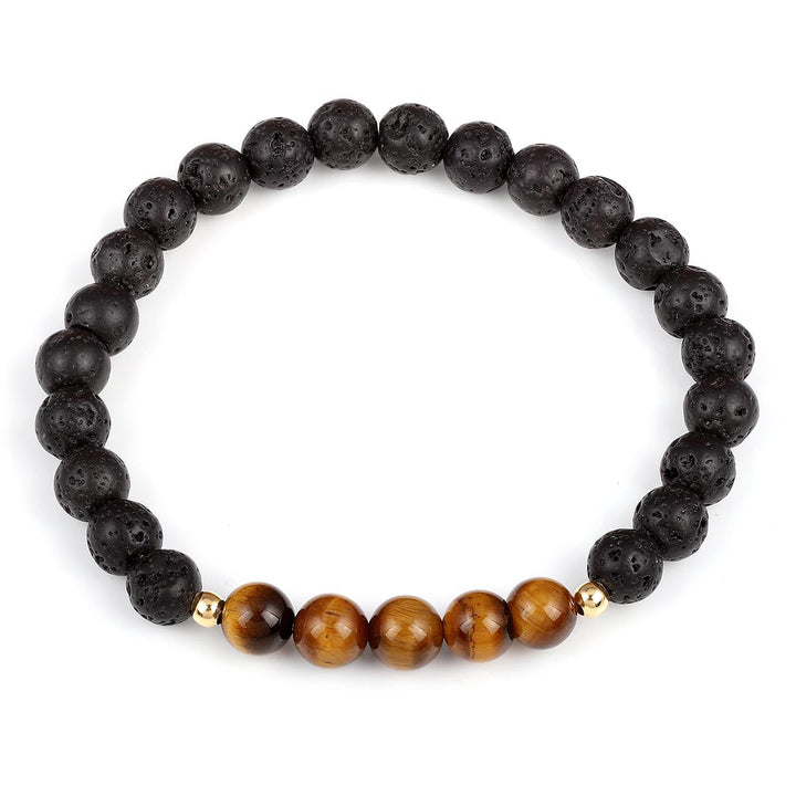 Lava and Tiger's Eye Beads Stretch Bracelet