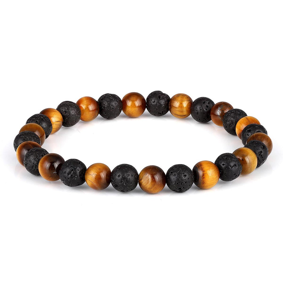 Tiger's Eye and Lava Stretch Bracelet