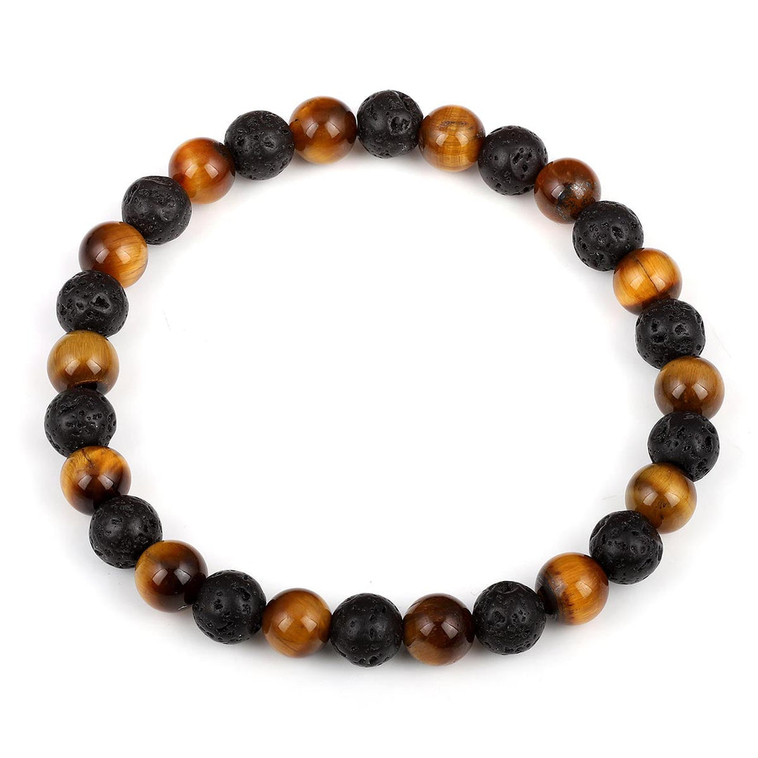 Tiger's Eye and Lava Stretch Bracelet