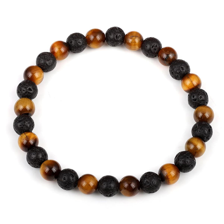 Tiger's Eye and Lava Stretch Bracelet