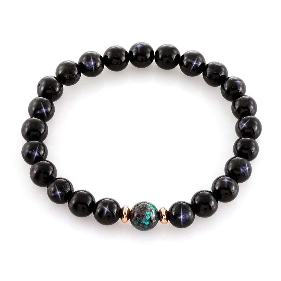 Black Star Diopside and Chrysocolla Bracelet