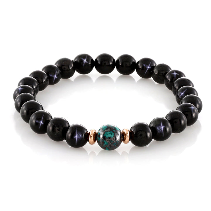 Black Star Diopside and Chrysocolla Bracelet