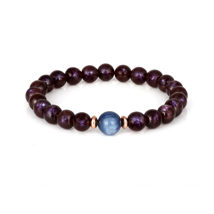 Star Garnet and Kyanite Unisex Stretch Bracelet