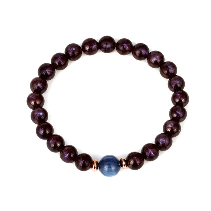 Star Garnet and Kyanite Unisex Stretch Bracelet