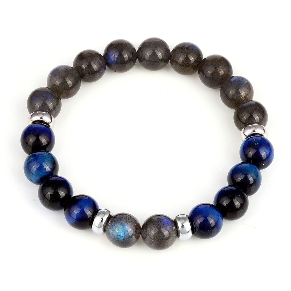 Labradorite and Blue Tiger's Eye Stretch Bracelet