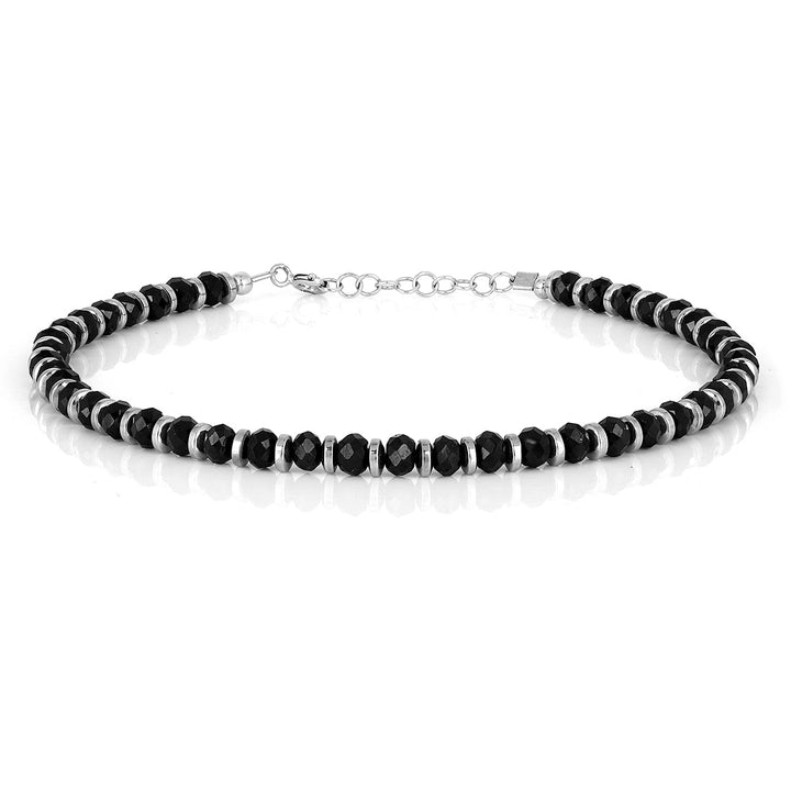 Black Spinel and Hematite Silver Bracelet