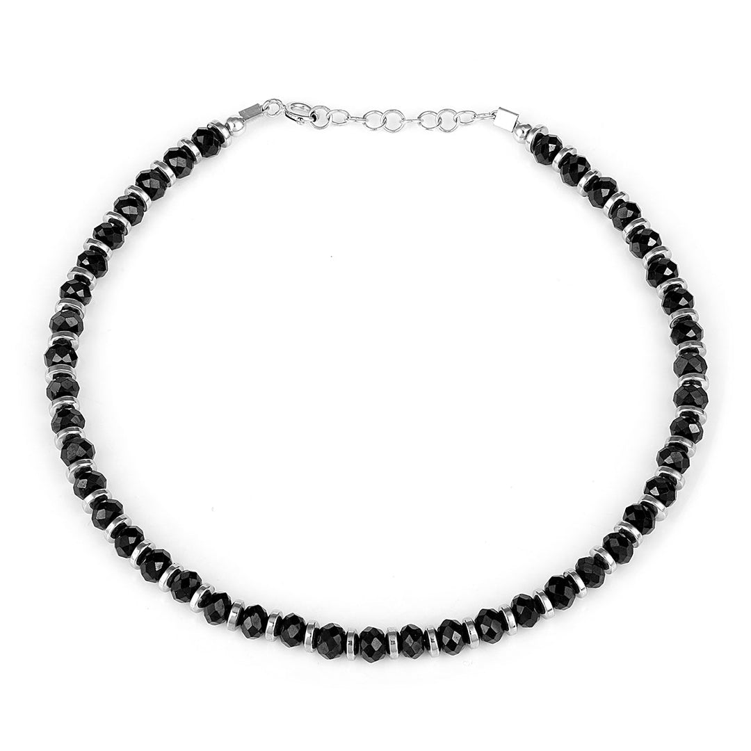 Black Spinel and Hematite Silver Bracelet