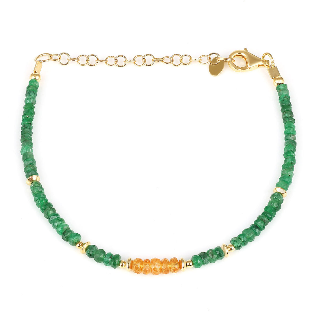 Emerald and Mandarin Garnet Silver Bracelet