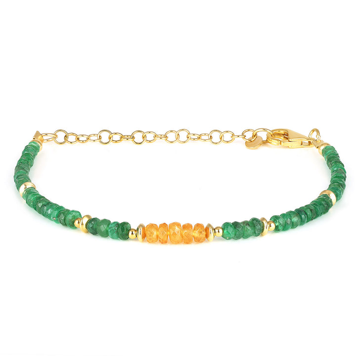 Emerald and Mandarin Garnet Silver Bracelet