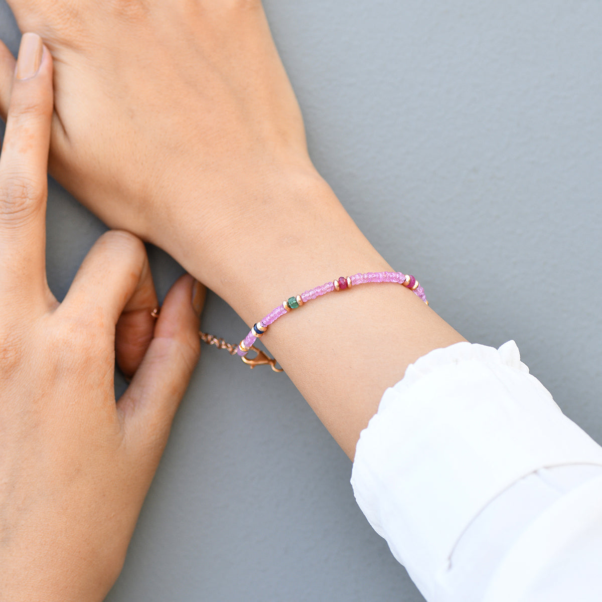 Pink and Blue Sapphire, Ruby, Emerald & Garnet Bracelet