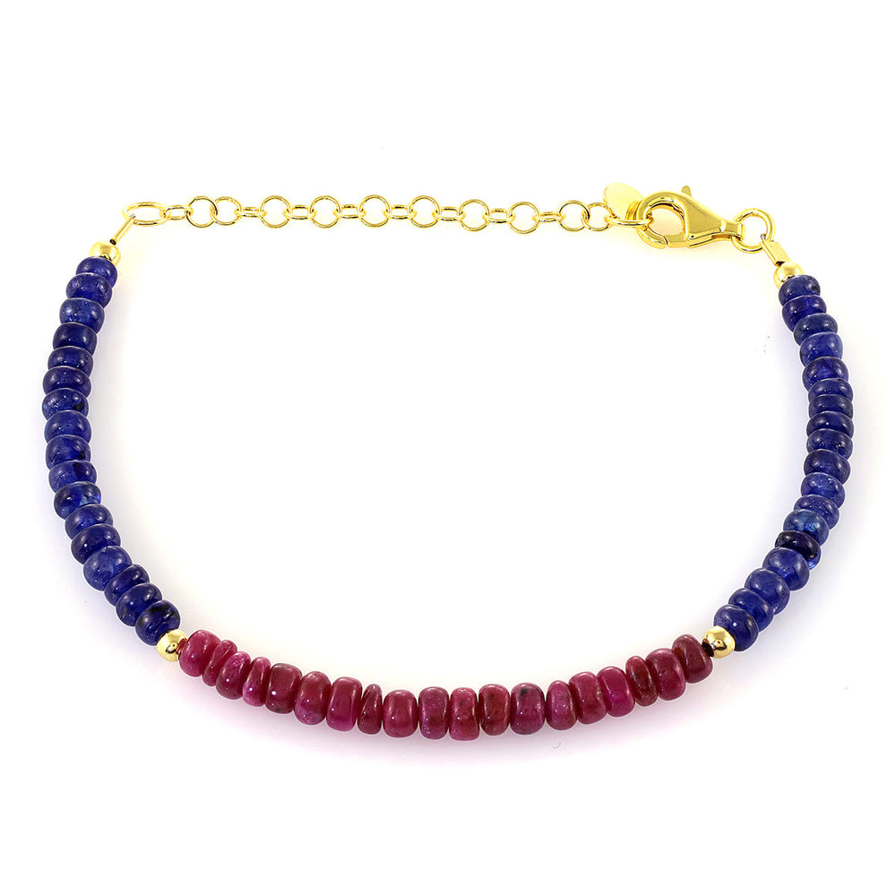 Ruby and Blue Sapphire Silver Bracelet