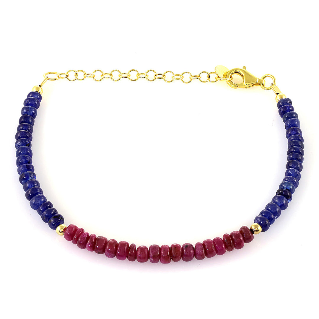 Ruby and Blue Sapphire Silver Bracelet