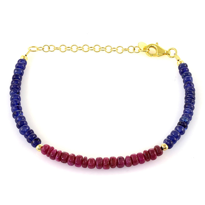 Ruby and Blue Sapphire Silver Bracelet