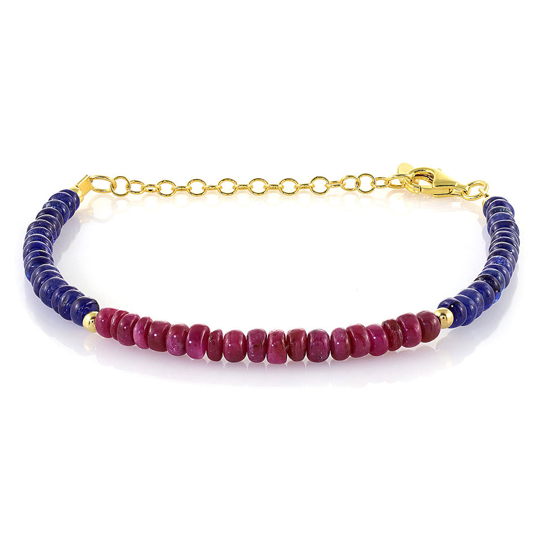 Ruby and Blue Sapphire Silver Bracelet