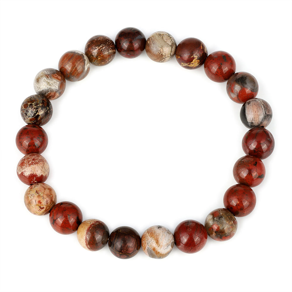 Flame Jasper Beads Stretch Bracelet