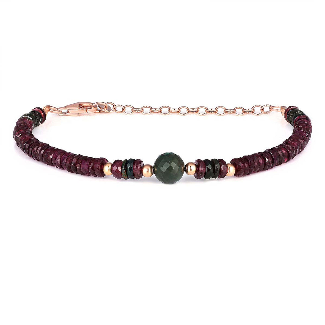 Garnet and Black Opal Silver Bracelet