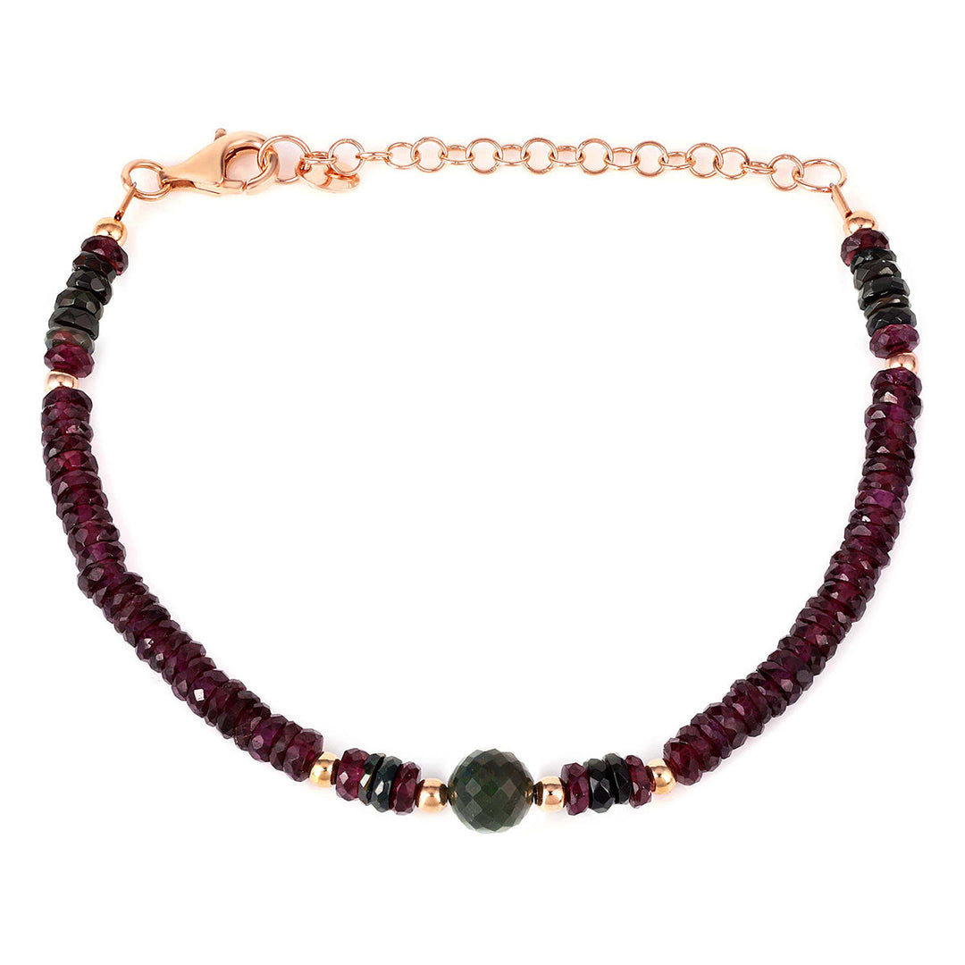 Garnet and Black Opal Silver Bracelet