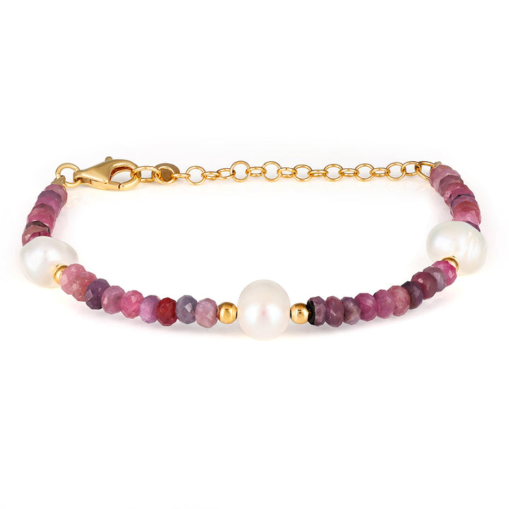 Ruby & Pearl Silver Bracelet