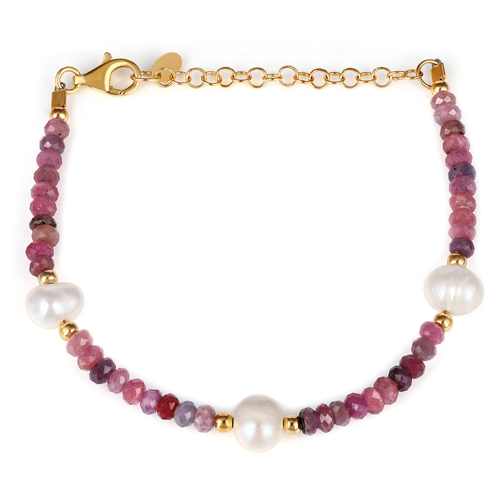 Ruby & Pearl Silver Bracelet