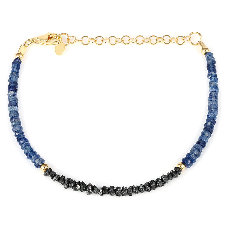 Kyanite and Diamond Silver Bracelet