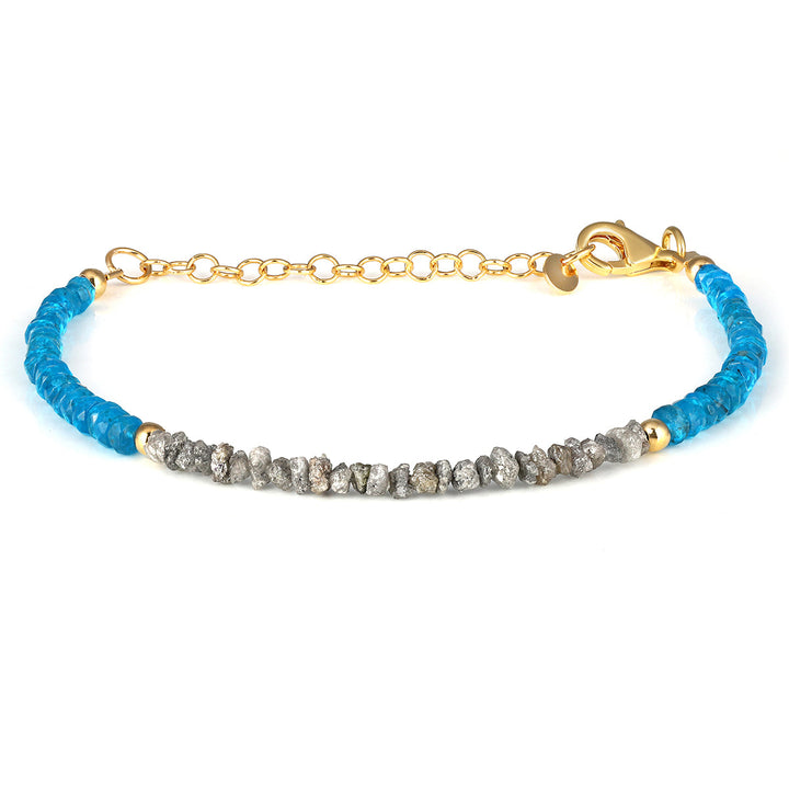 Apatite and Diamond Silver Bracelet