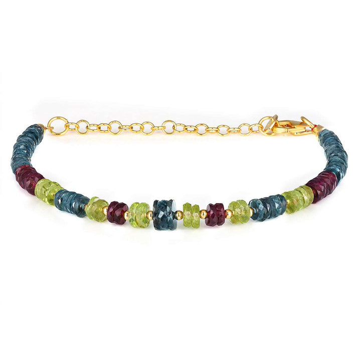 Blue Topaz, Garnet and Peridot Bracelet