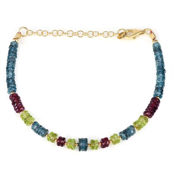 Blue Topaz, Garnet and Peridot Bracelet