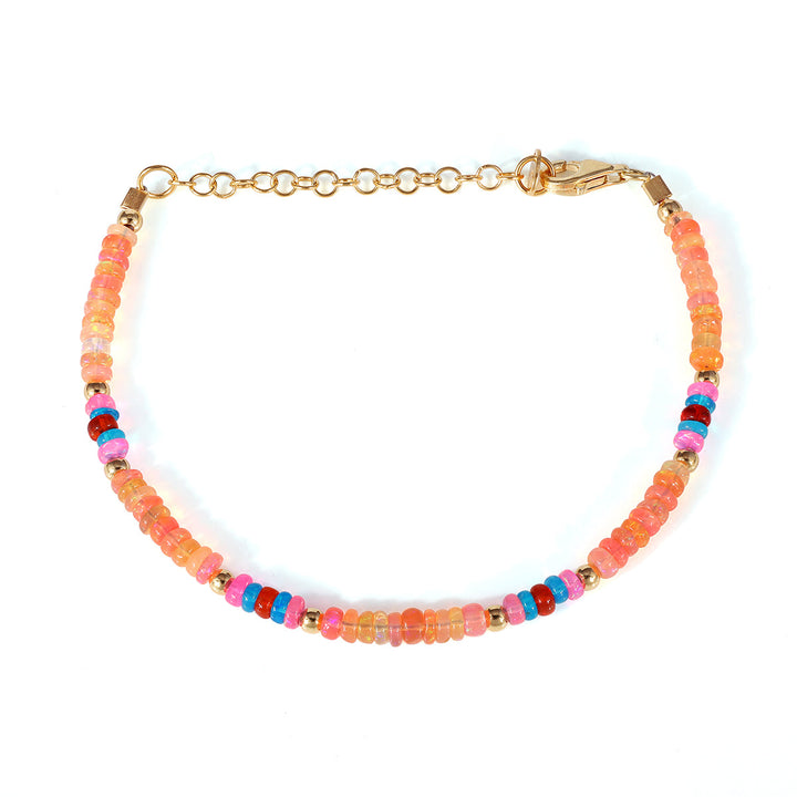 Multicolor Ethiopian Opal Silver Bracelet