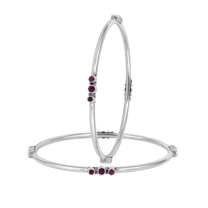 Ruby Silver Bangles