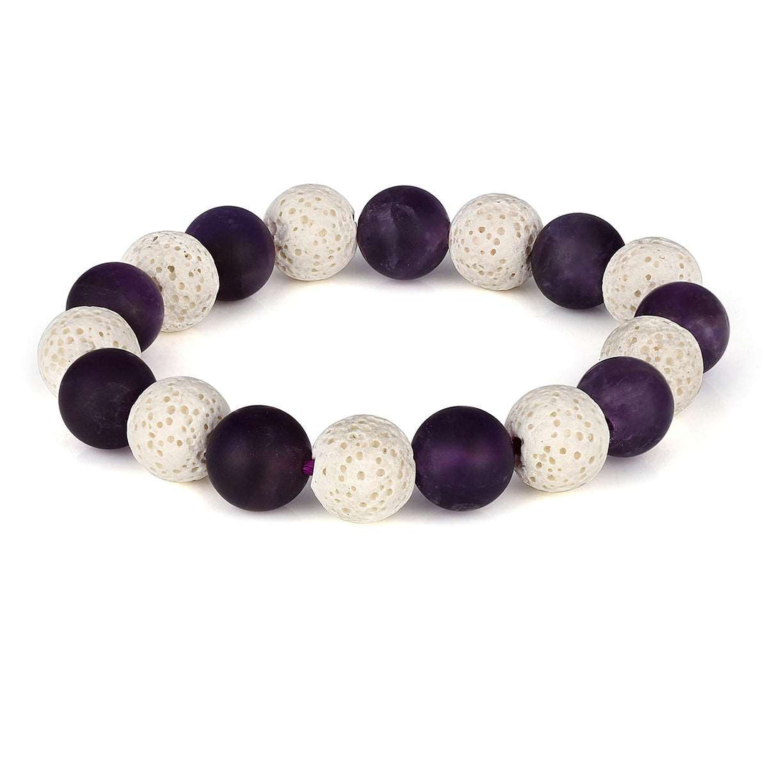 Amethyst and Lava Beads Bracelet