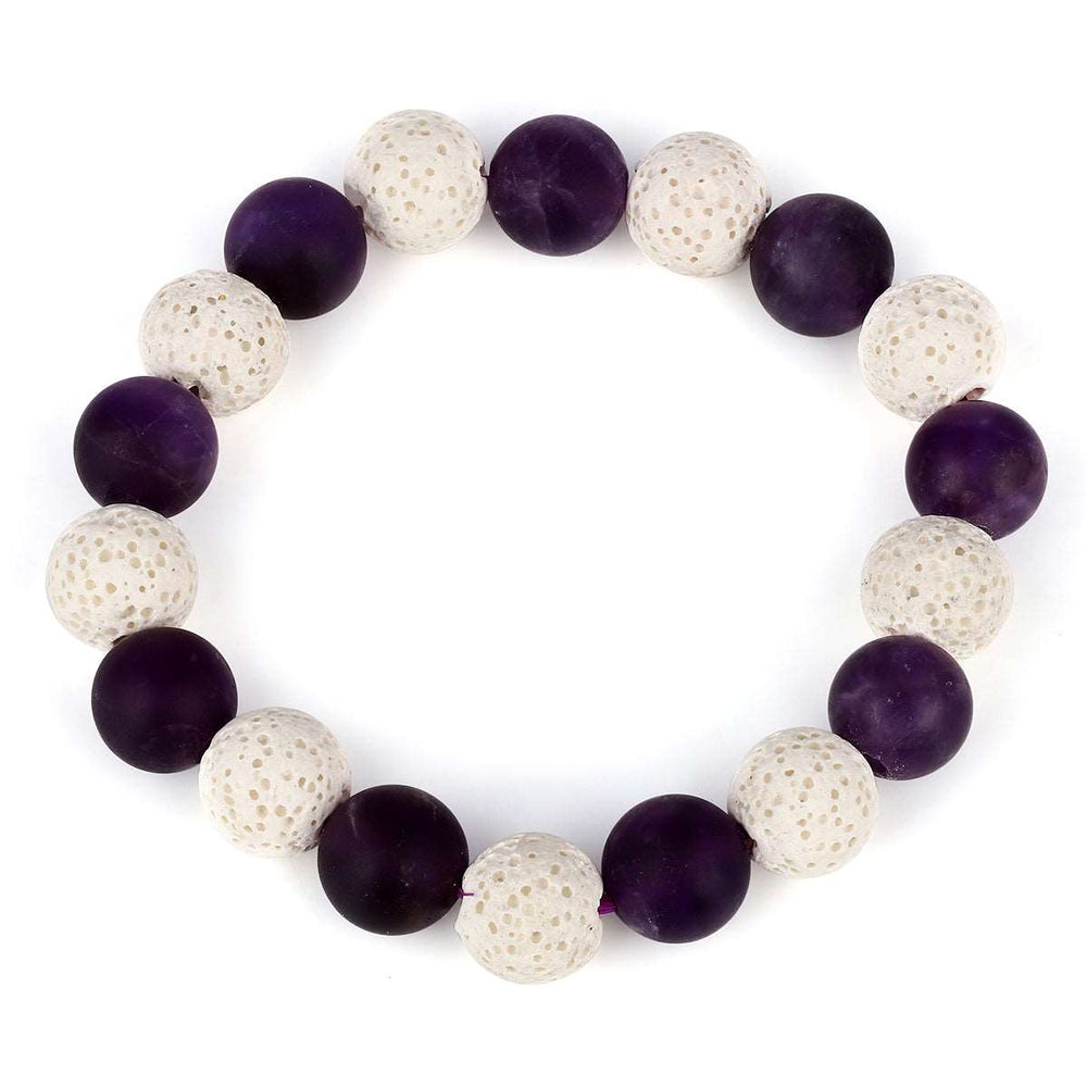 Amethyst and Lava Beads Bracelet