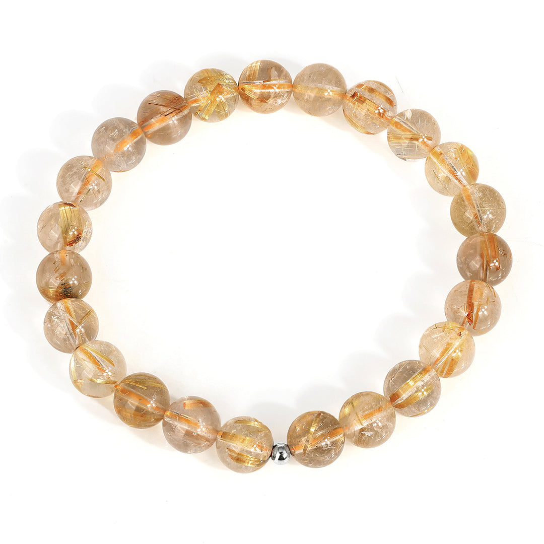 Golden Rutile Beads Stretchable Bracelet