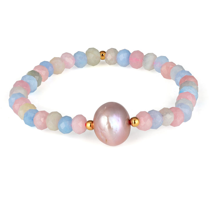 Multi Beryl and Pearl Stretch Bracelet