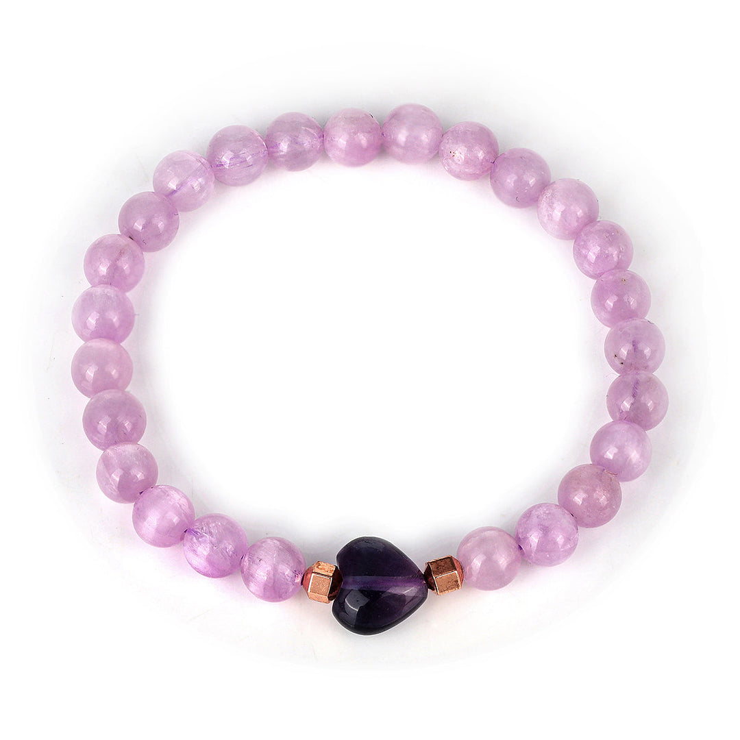 Kunzite and Fluorite Stretch Bracelet