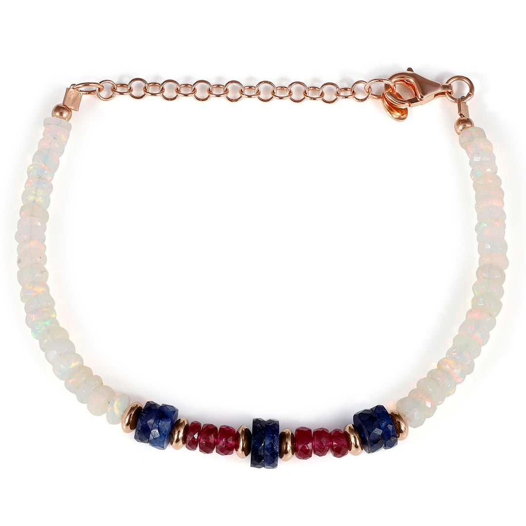 Ethiopian Opal, Ruby and Sapphire Bracelet