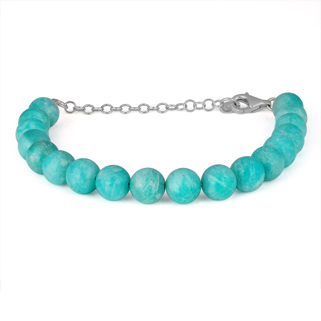 Amazonite Beads Silver Bracelet