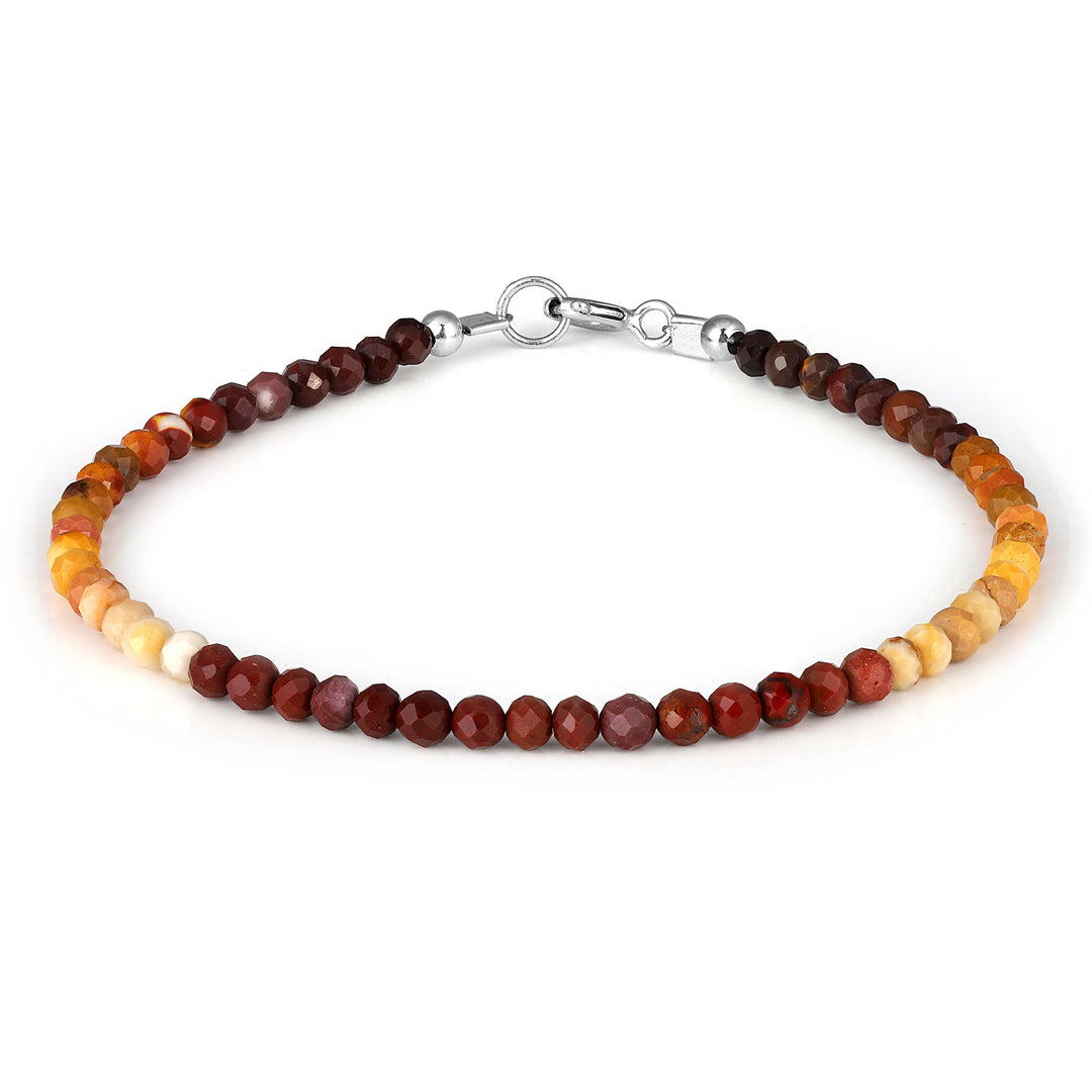 Mookaite Beads Silver Bracelet