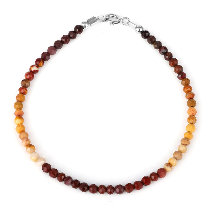 Mookaite Beads Silver Bracelet