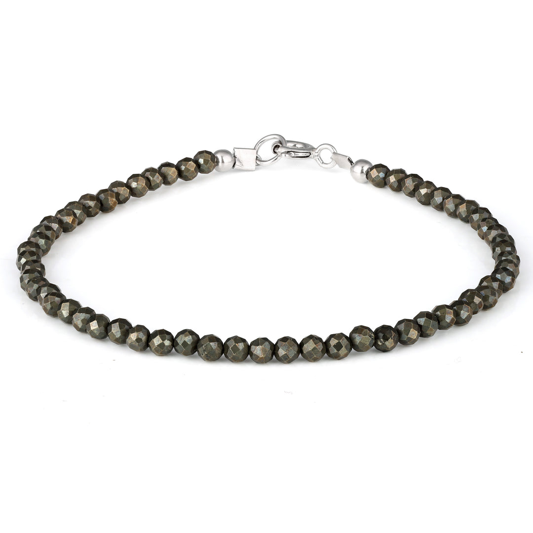 Pyrite Beads Silver Bracelet