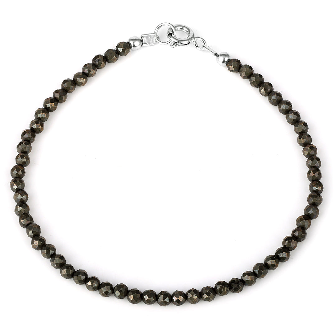 Pyrite Beads Silver Bracelet