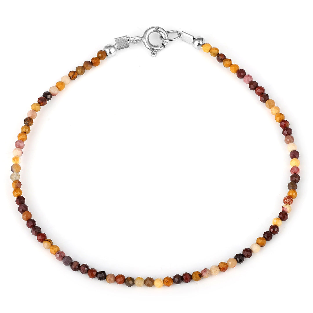 Mookaite Beads Silver Bracelet