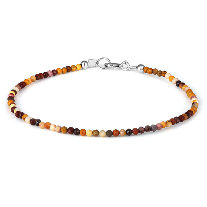 Mookaite Beads Silver Bracelet