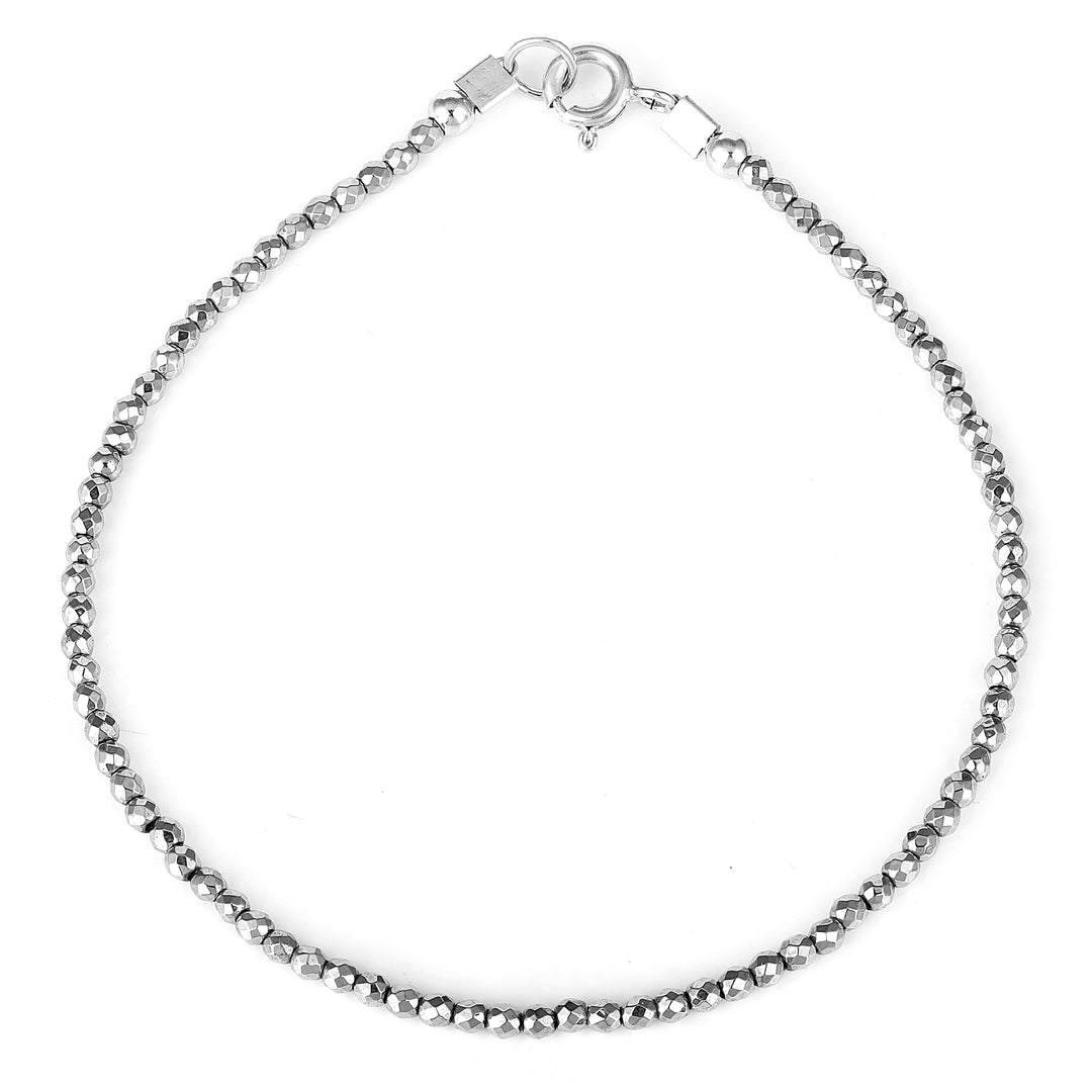 Hematite Beads Silver Bracelet