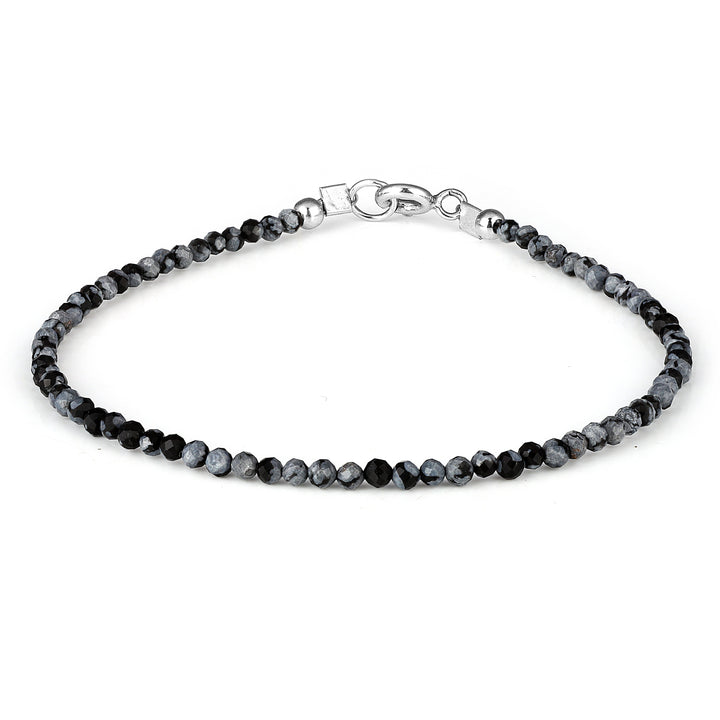 Snowflake Obsidian Silver Bracelet