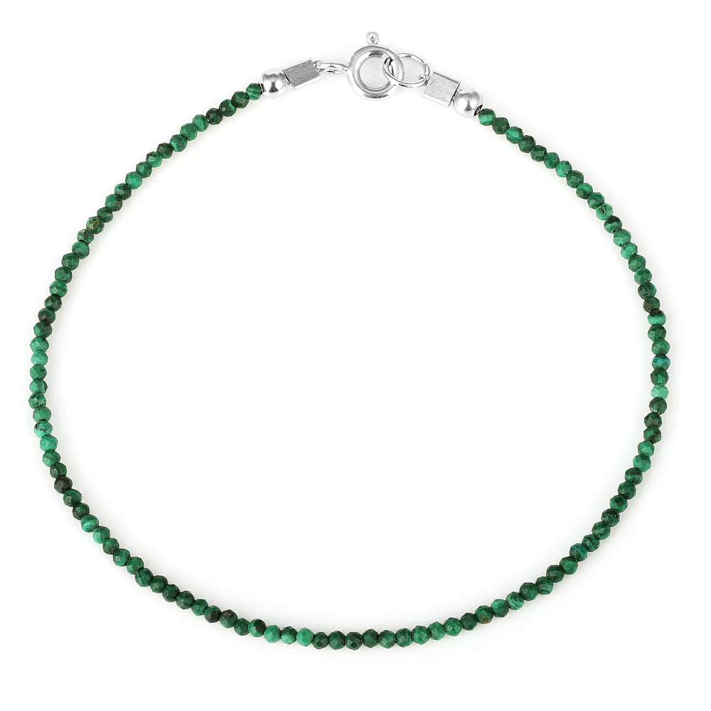 Malachite Beads Silver Bracelet